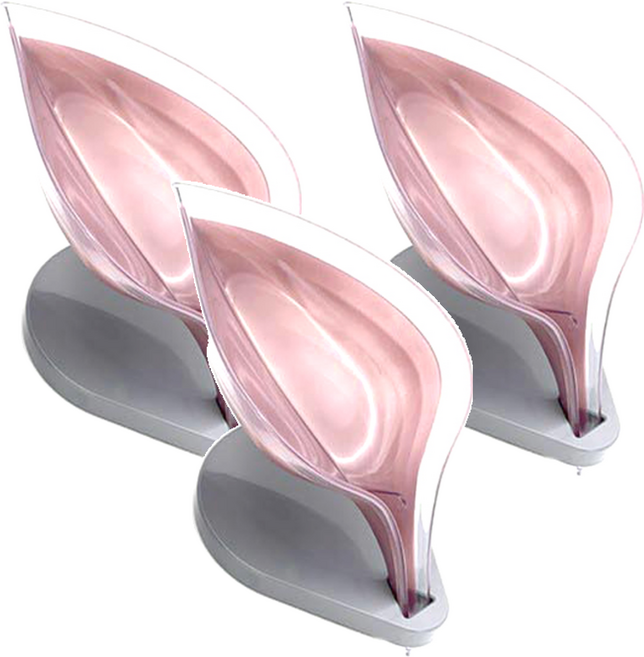 나뭇잎 비누 받침, 다크핑크, 3개