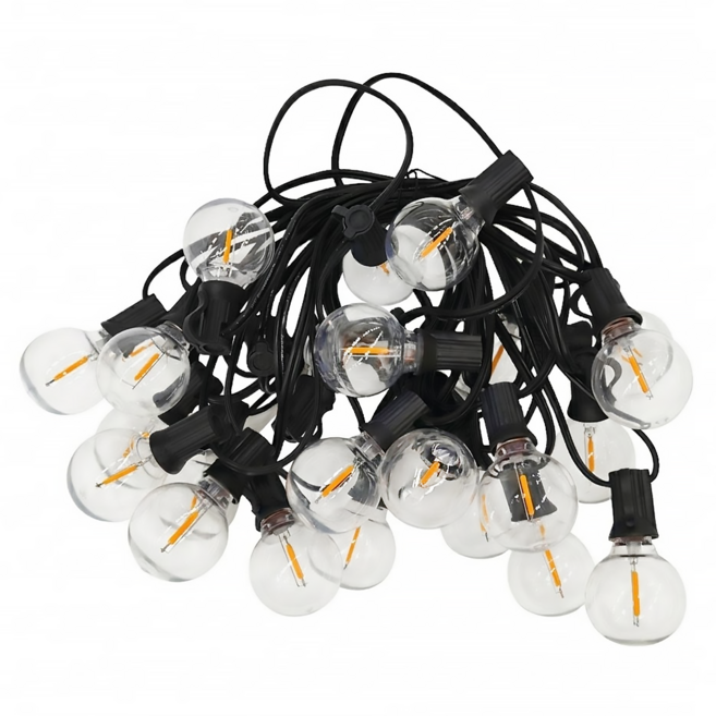 露營防水燈串 G40 LED 25燈 + 備燈, 透明色 + 黃光, 1組