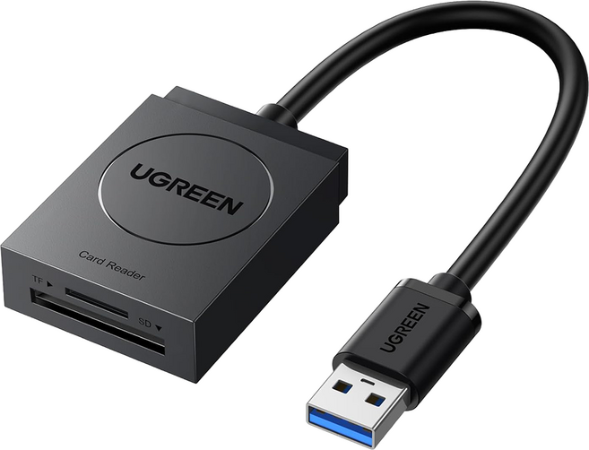 UGREEN 綠聯 SD TF USB3讀卡機, 黑色, 1個, CM184/CM185