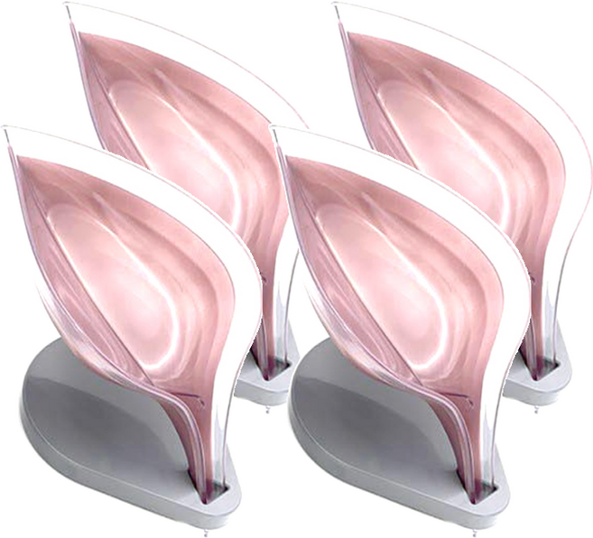 나뭇잎 비누 받침, 다크핑크, 4개