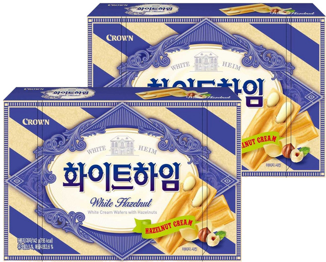 CROWN 皇冠 HEIM 榛果白巧克力夾心威化酥, 142g, 2盒