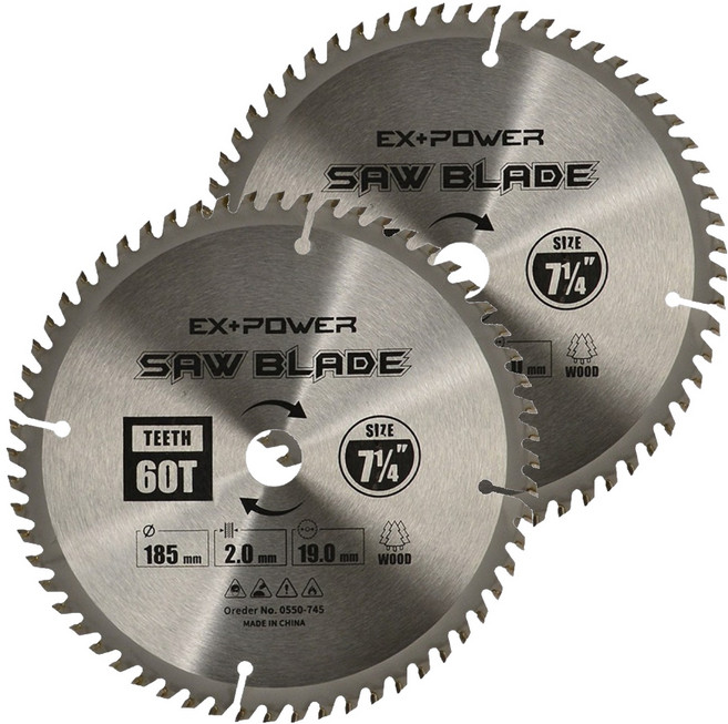 이엑스파워 원형톱날 팁쏘 목재용 185mm EXC-07060, 2개