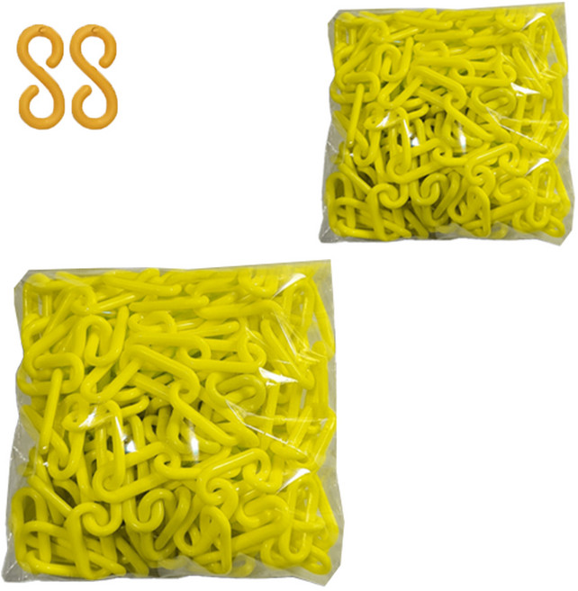 동광세이프티 노랑체인 2p + 플라스틱 연결고리 2p, 1세트