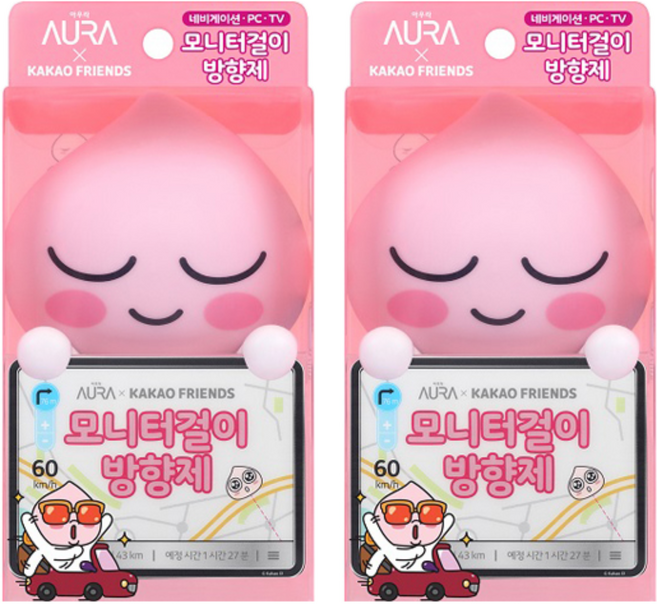 아우라 카카오 모니터걸이 방향제 어피치 본품, 4.5ml, 2개, 윌유메리미향