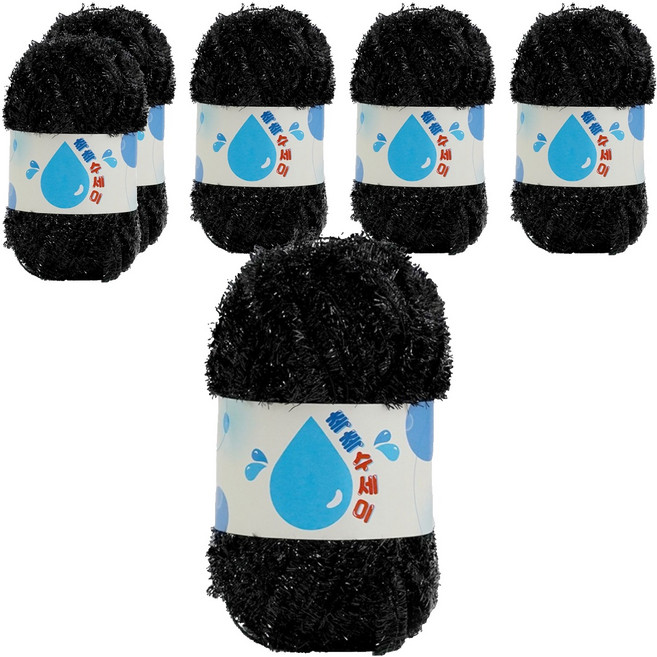 쎄비 촉촉 수세미실, 블랙, 6개