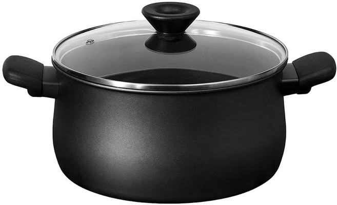 MEYER 美亞 IH陽極不沾雙耳湯鍋 有蓋 3.8L, 20cm, 鎧甲黑, 1個