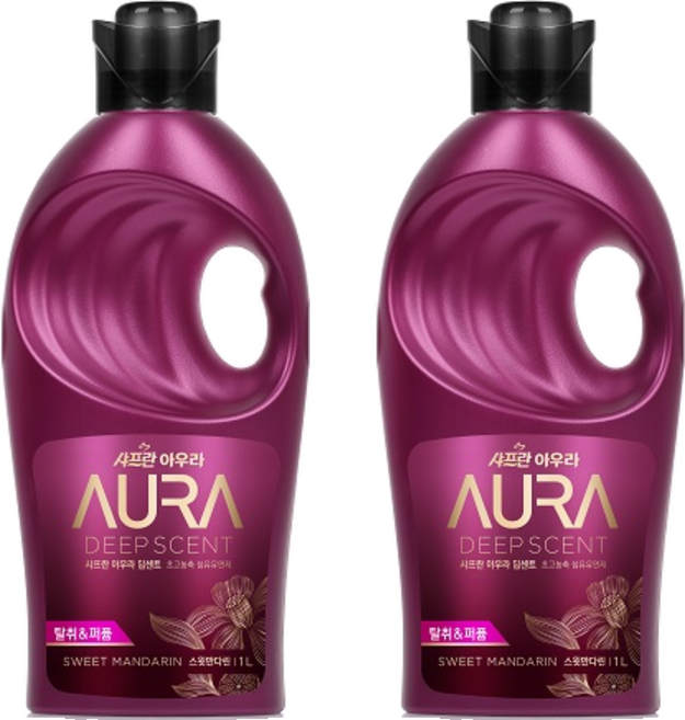 아우라 딥센트 초고농축 섬유유연제 스윗만다린 본품, 1L, 2개