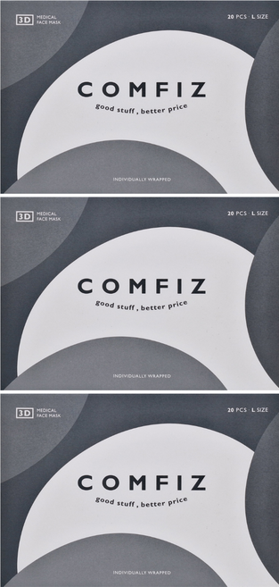 COMFIZ 康菲 3D醫療口罩 L 青山岩灰 1盒 20片, 3盒