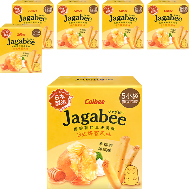 Calbee 卡樂比 Jagabee 日本加卡比薯條 日式蜂蜜風味 5包入 酥脆涮嘴, 75g, 6盒