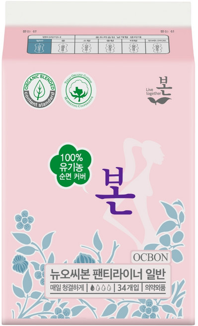 유기농본 제이본 팬티라이너, 일반, 34개입, 1개