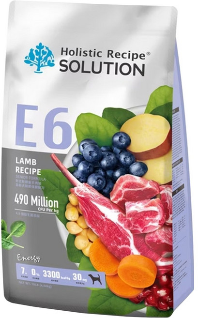 Holistic Recipe SOLUTION 耐吉斯 高齡犬關節保健配方無穀乾糧 E6, 銀髮羊肉餐, 4.54kg, 1袋