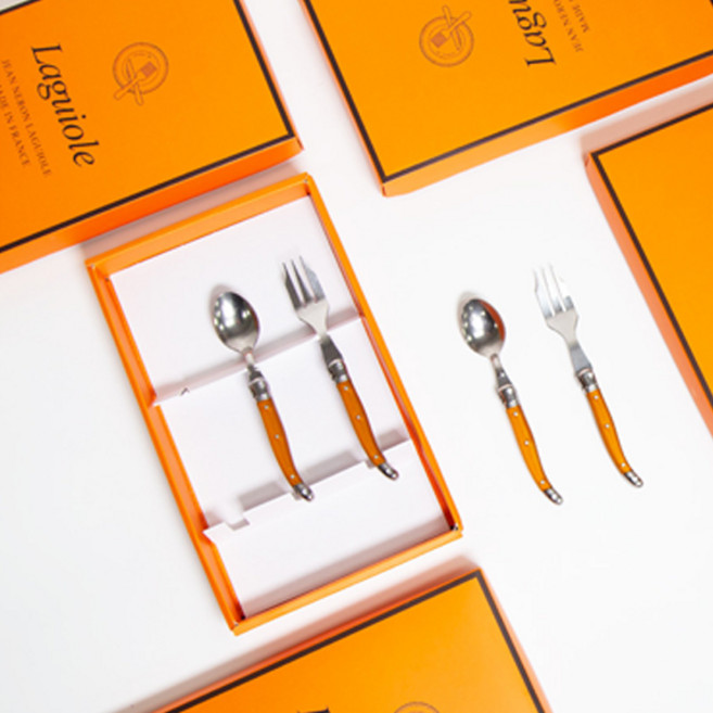 장네론 라귀올 선물패키지 케이크 2종 세트, 오렌지, 스푼 + 포크, 1세트