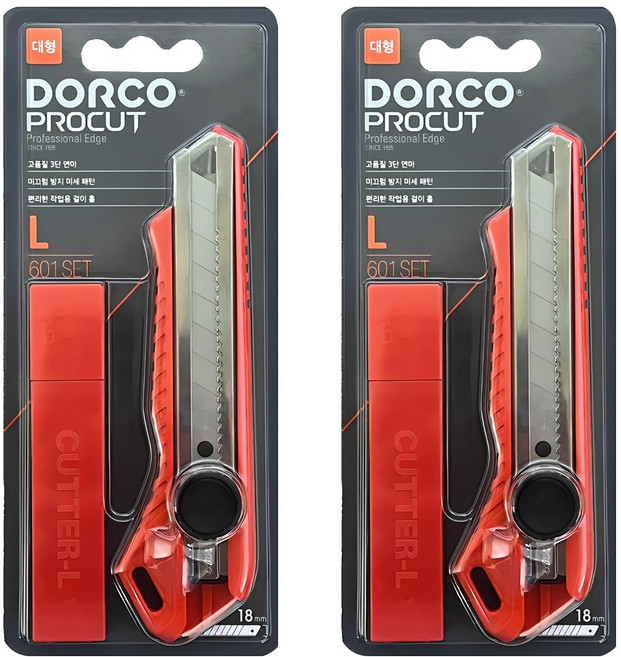 도루코 대형 커터칼 18mm + L날 커터날 10p 세트 L601, 혼합색상, 2세트