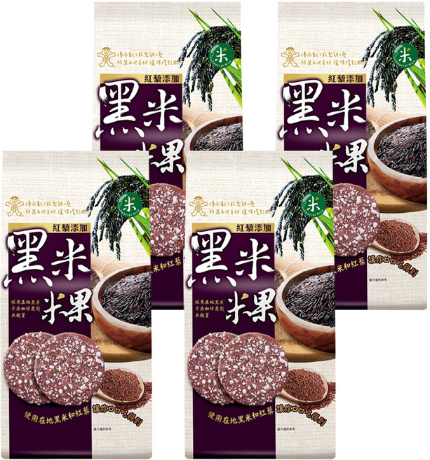 旺旺 黑米米果紅藜口味, 4包, 126g