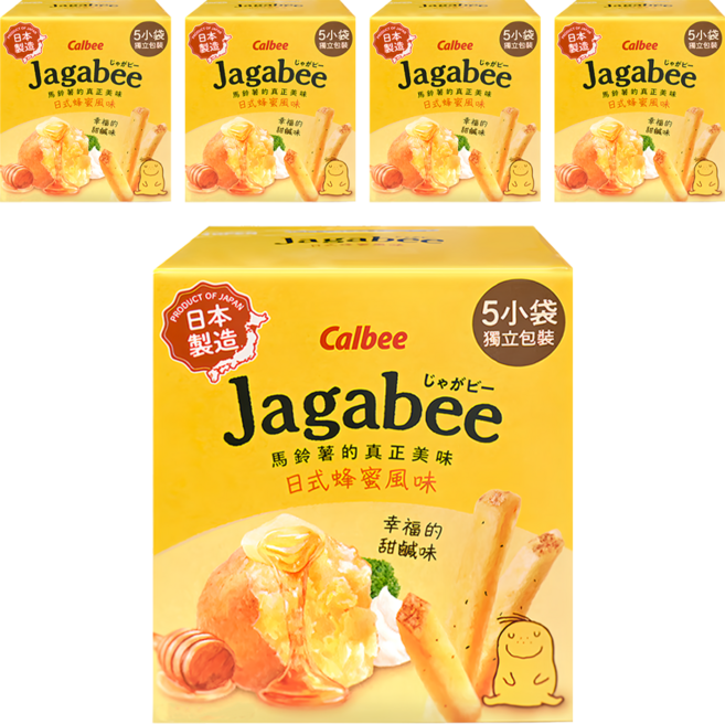 Calbee 卡樂比 Jagabee 日本加卡比薯條 日式蜂蜜風味 5包入 酥脆涮嘴, 75g, 5盒