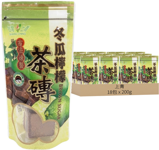 上青 黑糖塊 冬瓜檸檬茶磚 a254, 200g, 1包, 18包