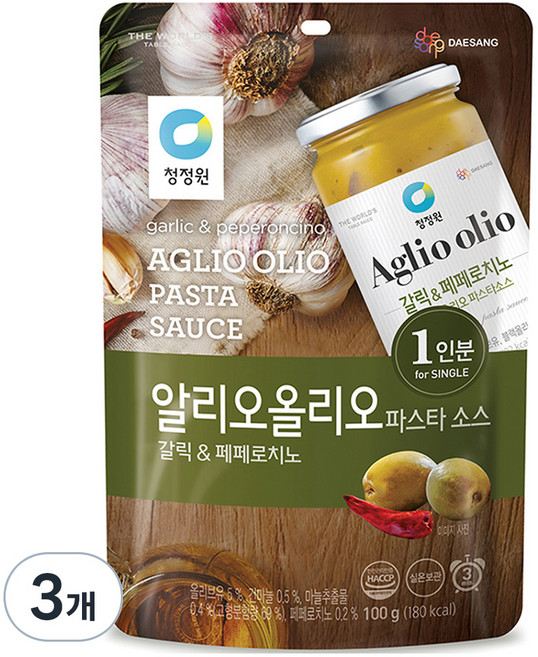 청정원 알리오올리오 파스타소스 갈릭 앤 페페로치노, 100g, 3개