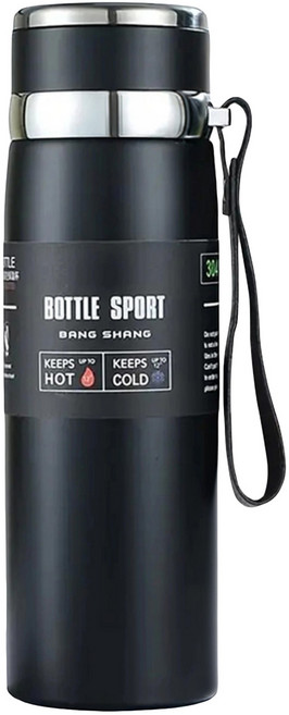 316不銹鋼保溫瓶 新款, 黑色, 1L, 1個