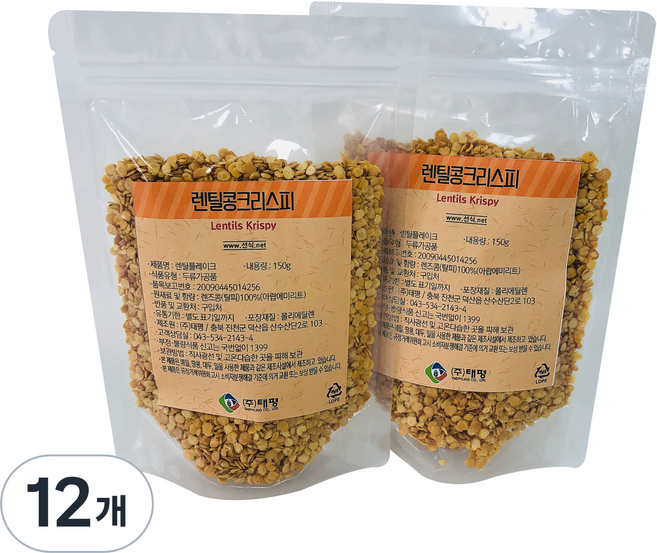 태평선식 렌틸콩크리스피, 150g, 12개