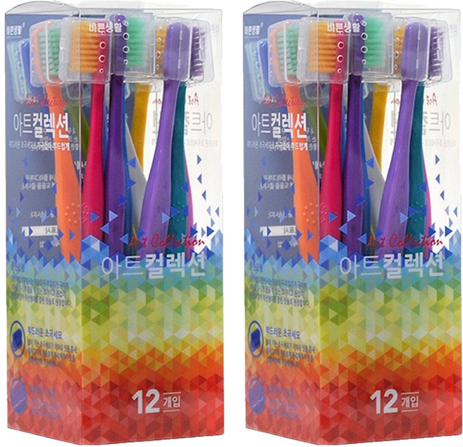 바른생활 아트컬렉션 칫솔 초극세모, 1개입, 24개