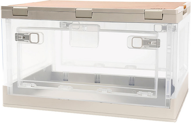 델리툴즈 휴대용 다용도 플라스틱 접이식 차량용 보관 스토리지 공구함 투명 DL884150, 1개