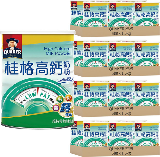 QUAKER 桂格 高鈣奶粉 Inulin配方, 1.5kg, 24罐