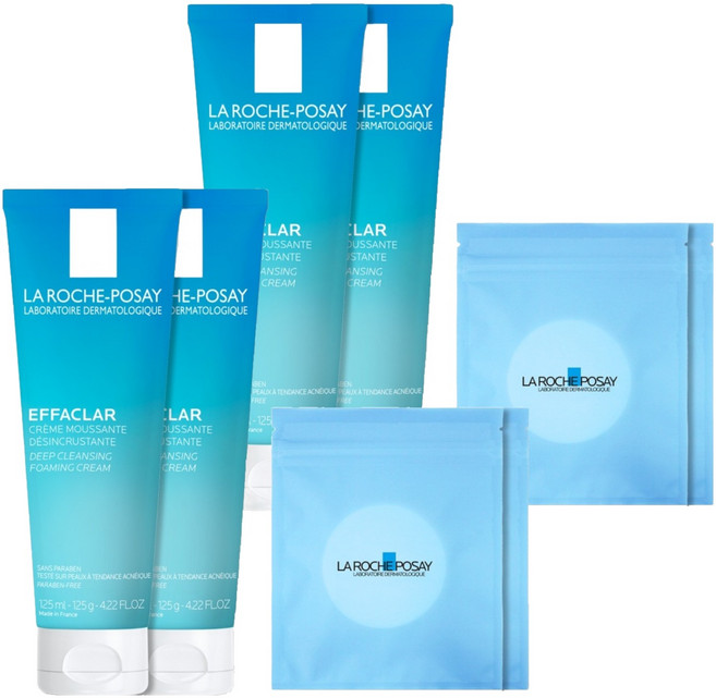 라로슈포제 에빠끌라 딥 클렌징 포밍 크림 + 화장솜 30p 세트, 125ml, 4개