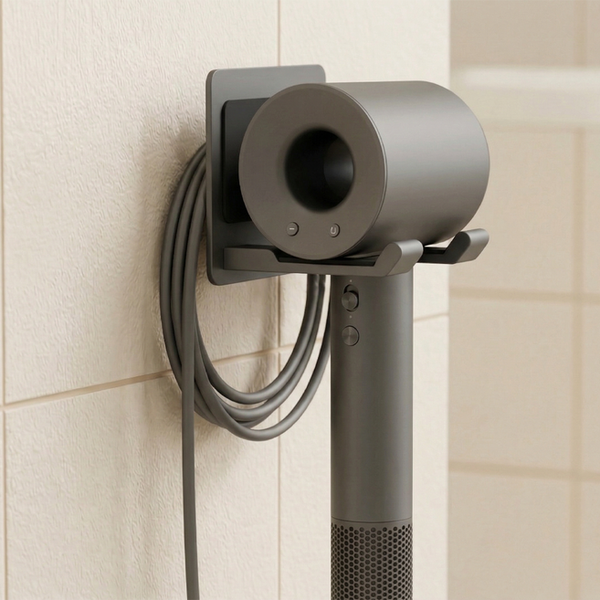 이고다 모노 호텔식 선정리 욕실 드라이기 거치대, 1개, 다크그레이