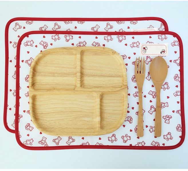 슈슈룸 방수 식판 매트, 레드베어, 40 x 28 cm, 2개