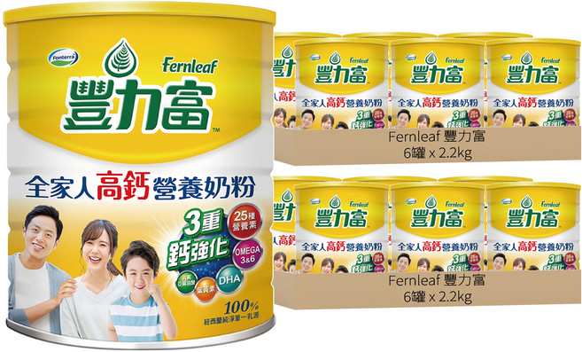 Fernleaf 豐力富 全家人高鈣營養奶粉, 2.2kg, 12罐