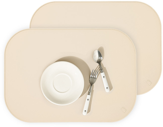 하루의공간 라운드 실리콘 식탁 매트, 베이지, 43 x 30 x 0.2 cm, 2개