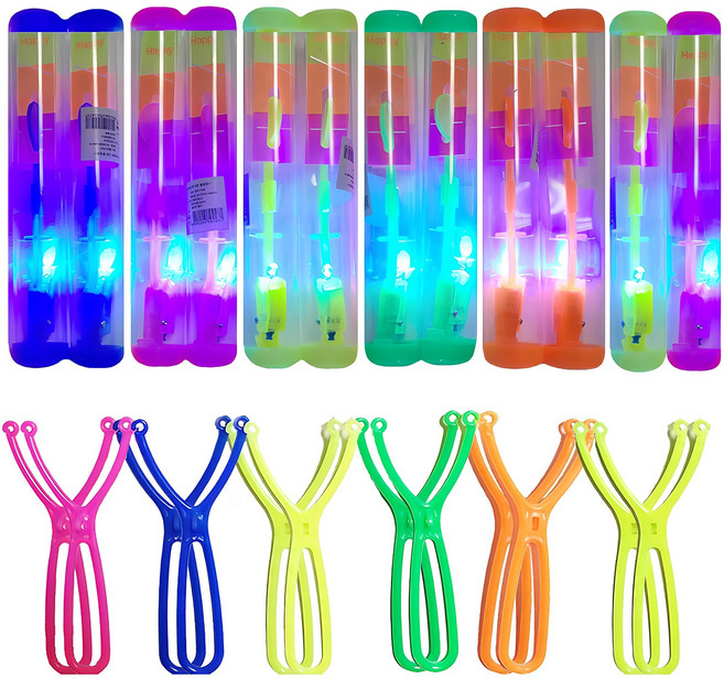 해피아이 불빛낙하산 새총 통 12개, 혼합색상, 1세트