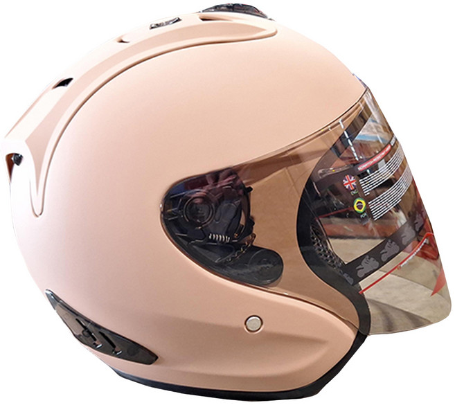 普通型露臉式機車防護頭盔 含一層護目鏡 R3-A6, 消光奶茶色