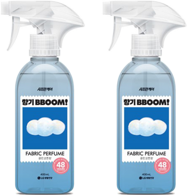 샤프란 케어 향기뿜 섬유탈취제 클린코튼향, 400ml, 2개