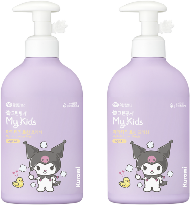 그린핑거 마이키즈 프레쉬 산리오 쿠로미 키즈 로션 그리너리향, 320ml, 2세트