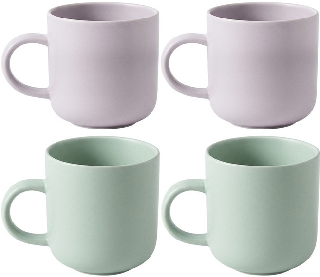 BOWLBOWL Retro-Line 馬克杯 4入, 薰衣草紫+抹茶綠, 1組