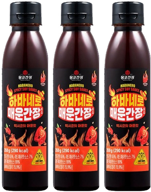 몽고간장 하바네로 매운간장 소스, 350g, 3개