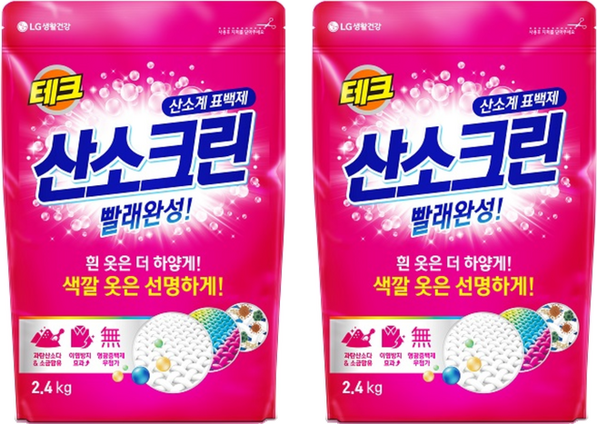 테크 산소크린 분말 표백제, 2.4kg, 2개