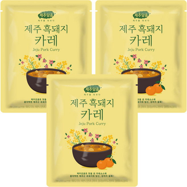 오뚜기 제주담음 제주 흑돼지 카레, 250g, 3개