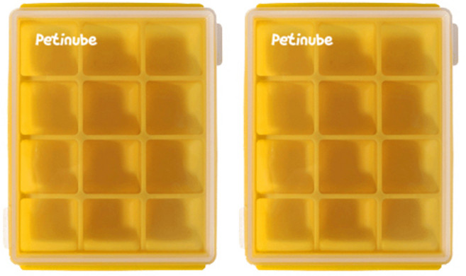쁘띠누베 국내 제조 실리콘 멀티큐브 이유식 냉동용기 12구, MUSTARD, 2개