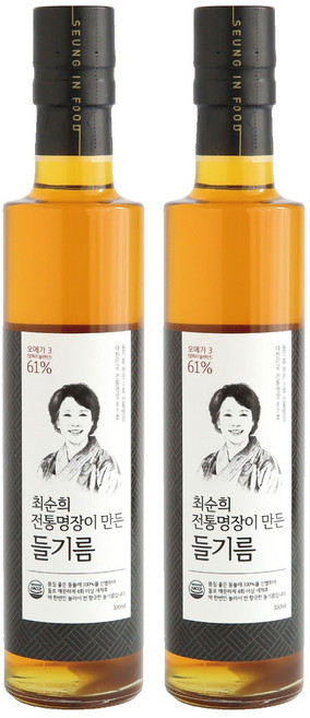 Seungin Food 最順熙傳統名匠製作的紫蘇籽油, 300ml, 2個