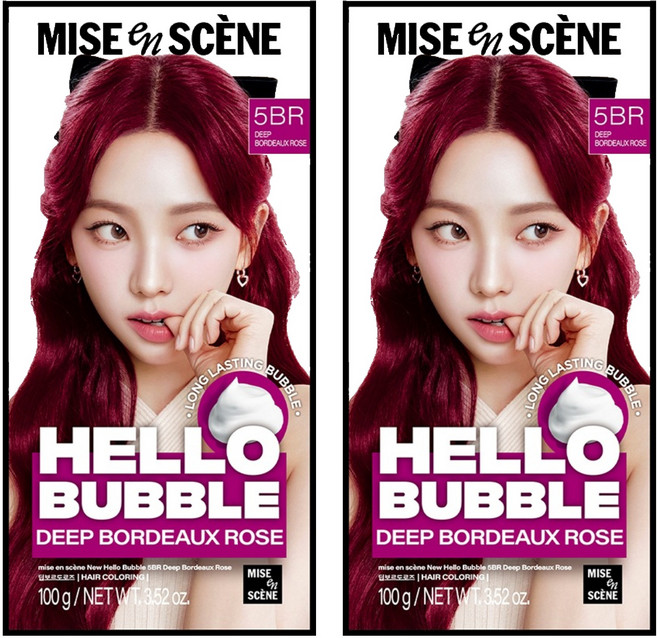 미쟝센 헬로 버블 염색제, 5BR딥보르도로즈, 2개