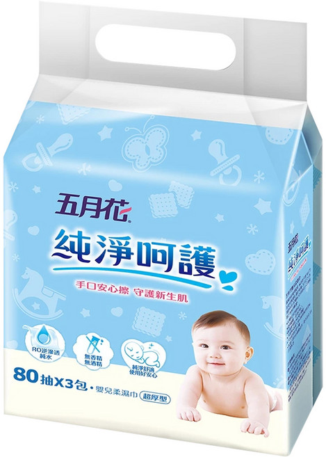 五月花 嬰兒柔濕巾 超厚型, 80張, 3包