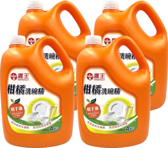 KINGEAGLE 鷹王 柑橘洗碗精, 4kg, 4桶