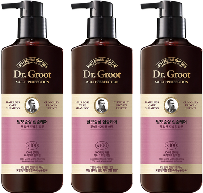 닥터그루트 멀티 퍼펙션 탈모케어 푸석한 모발용 샴푸 아로마틱허벌향, 400ml, 3개