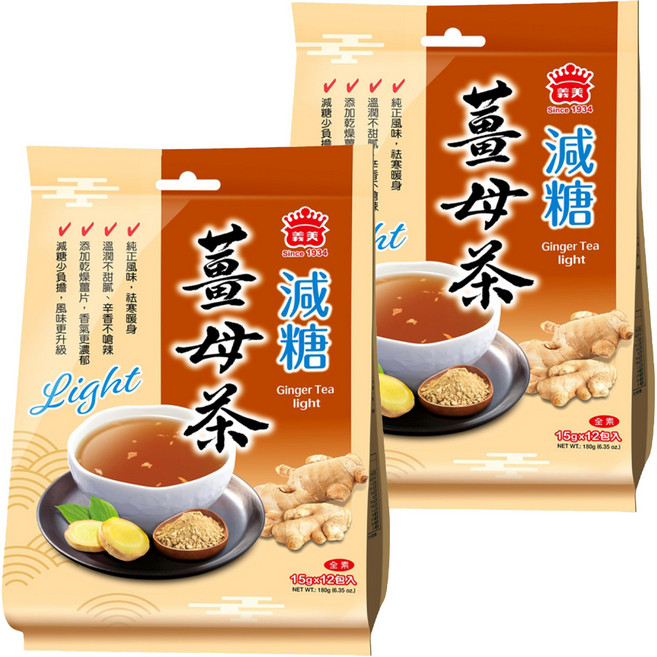 義美 減糖薑母茶, 15g, 12包, 2袋