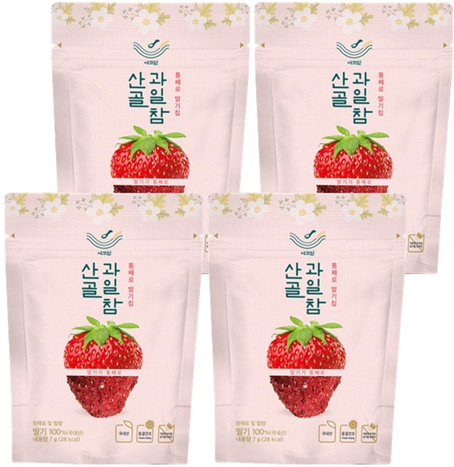 에코맘의산골이유식 산골 과일참 통째로 딸기칩, 7g, 4개
