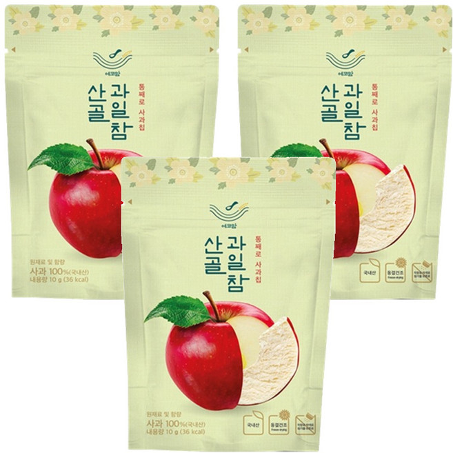 에코맘의산골이유식 산골 과일참 통째로 사과칩, 10g, 3개