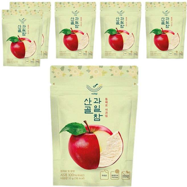 에코맘의산골이유식 산골 과일참 통째로 사과칩, 10g, 6개
