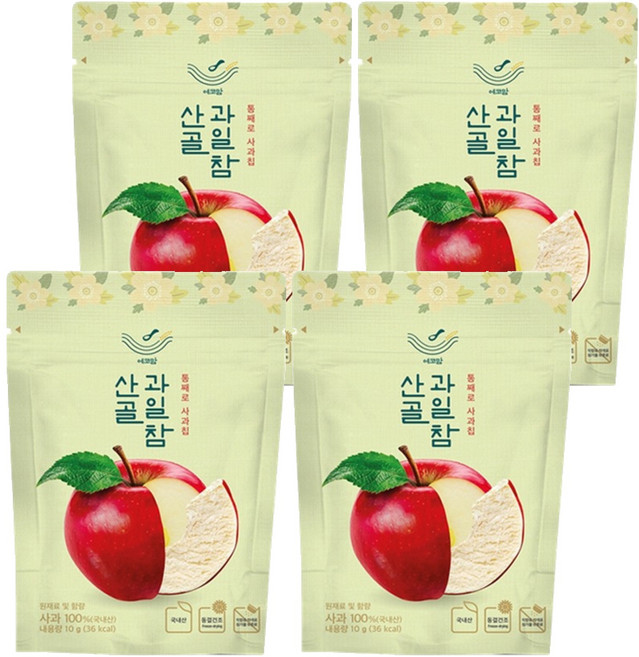 에코맘의산골이유식 산골 과일참 통째로 사과칩, 10g, 4개